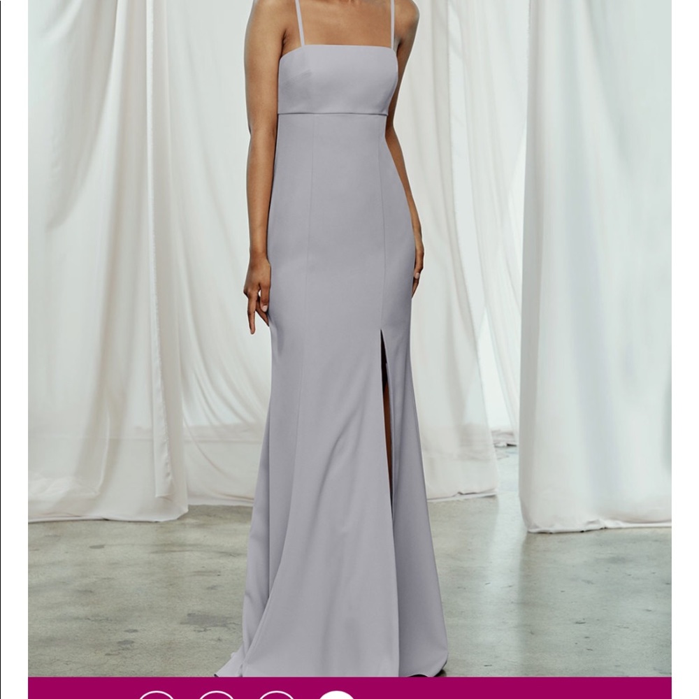 Worn once  Amsale Crepe color Dove size 12.